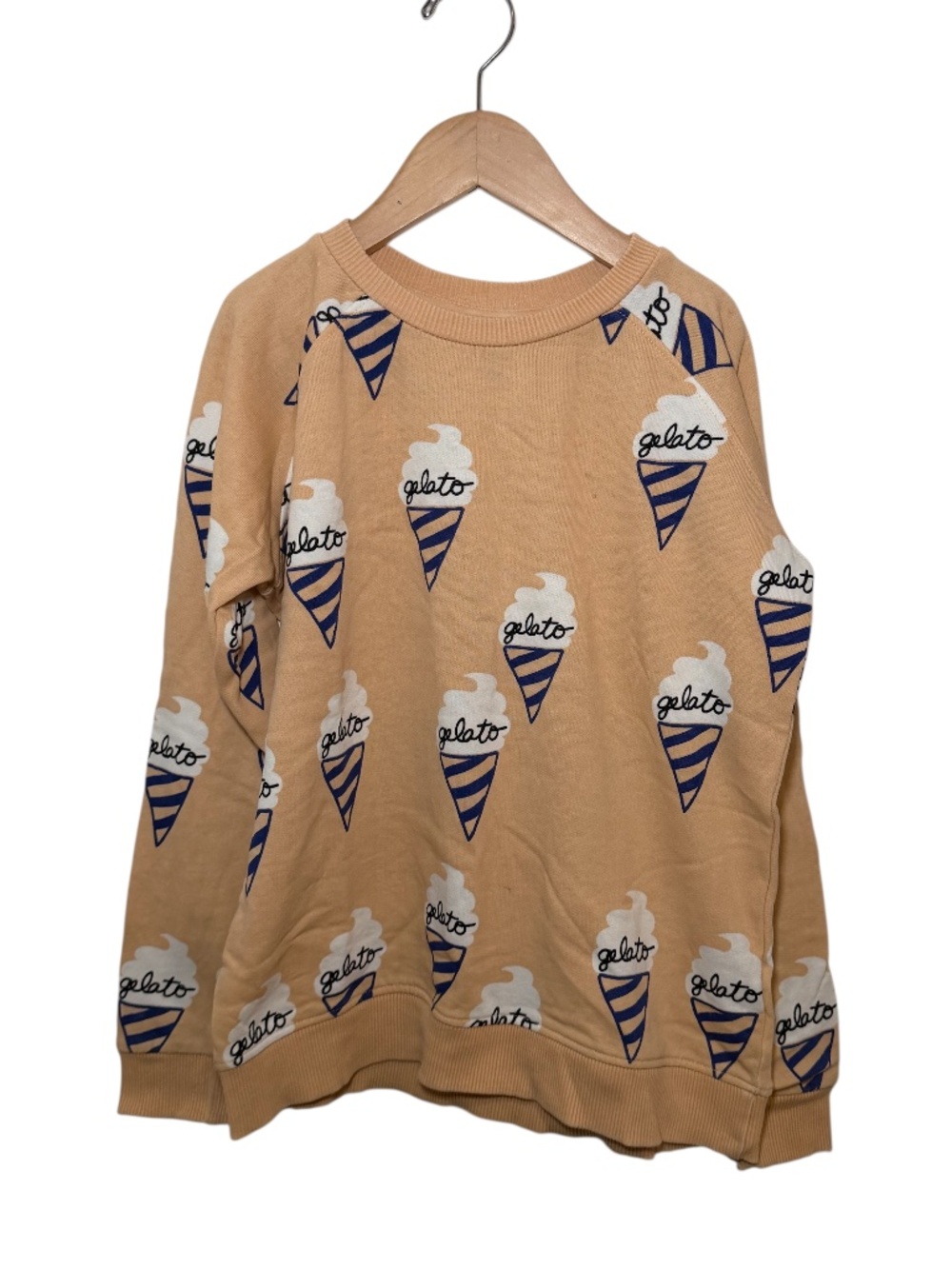HUGO LOVES TIKI peach/white/blue gelato print sweatshirt - size 10